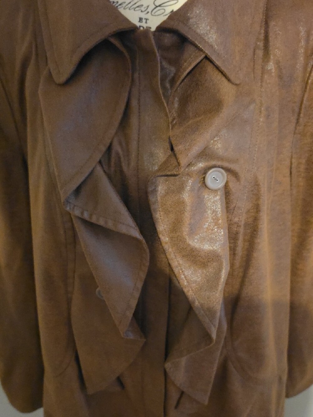 Women's INC International Concepts Brown Ruffle-Front Blazer Size 2X - Picture 3 of 8
